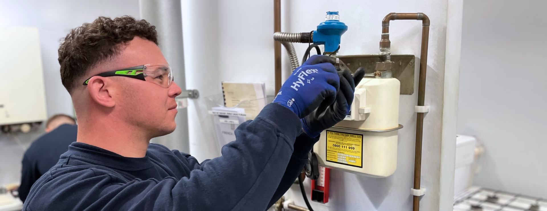 A Logic4training smart meter student learning the gas element of smart meters at Logic4training's Luton centre