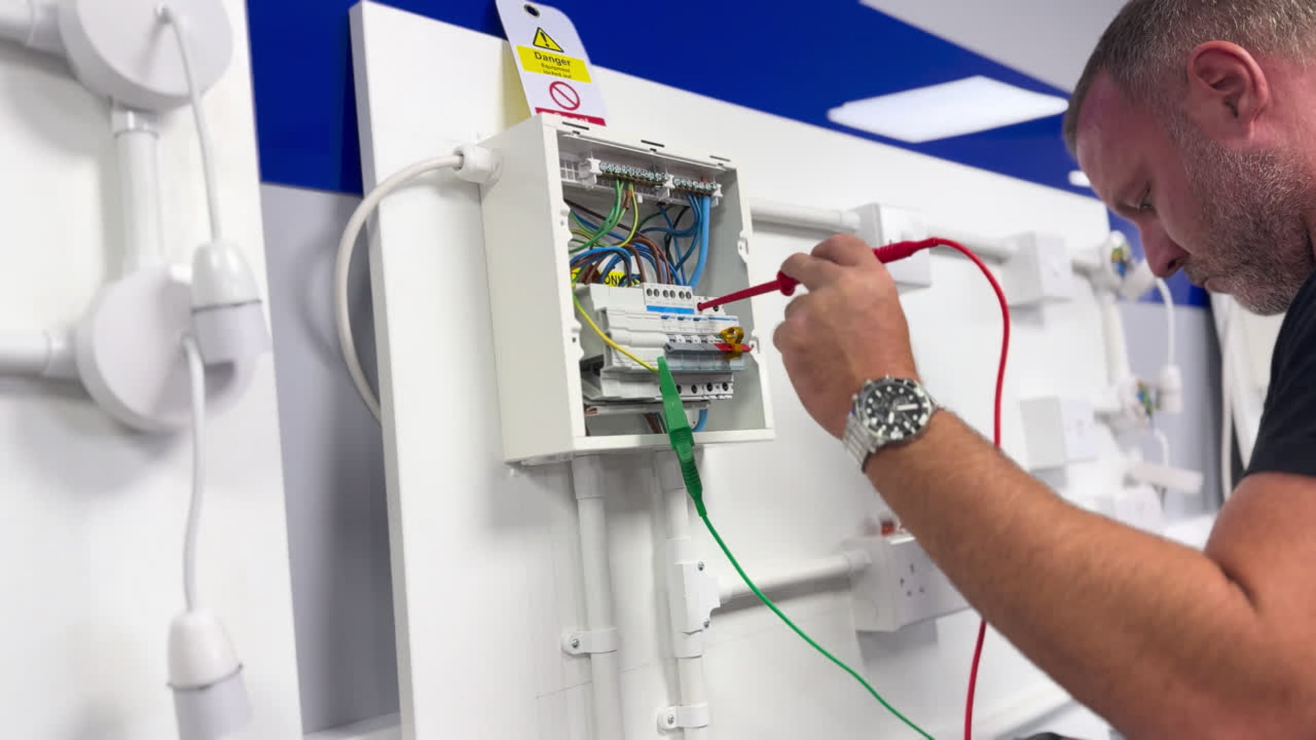 A person completing the practical training of Logic4training's Electrical Safety Awareness course