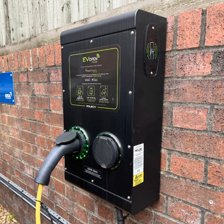 An electric vehicle chargepoint at Logic4training