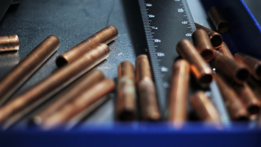 Cut ends of copper pipes