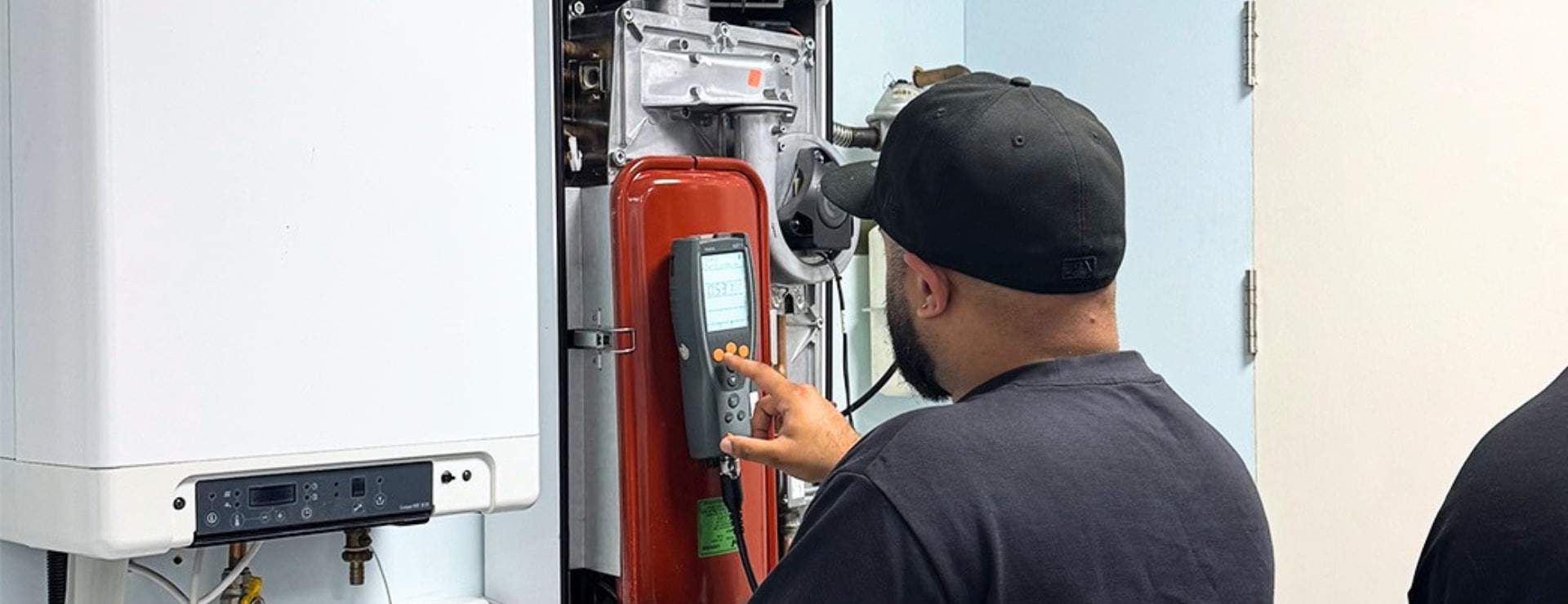 Trainee gas engineer completing their gas course