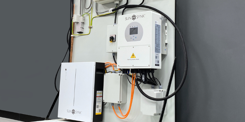 Close up of a battery storage training rig