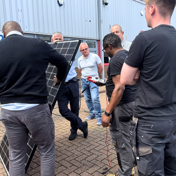 Solar PV class a Logic4training, testing on a solar panel