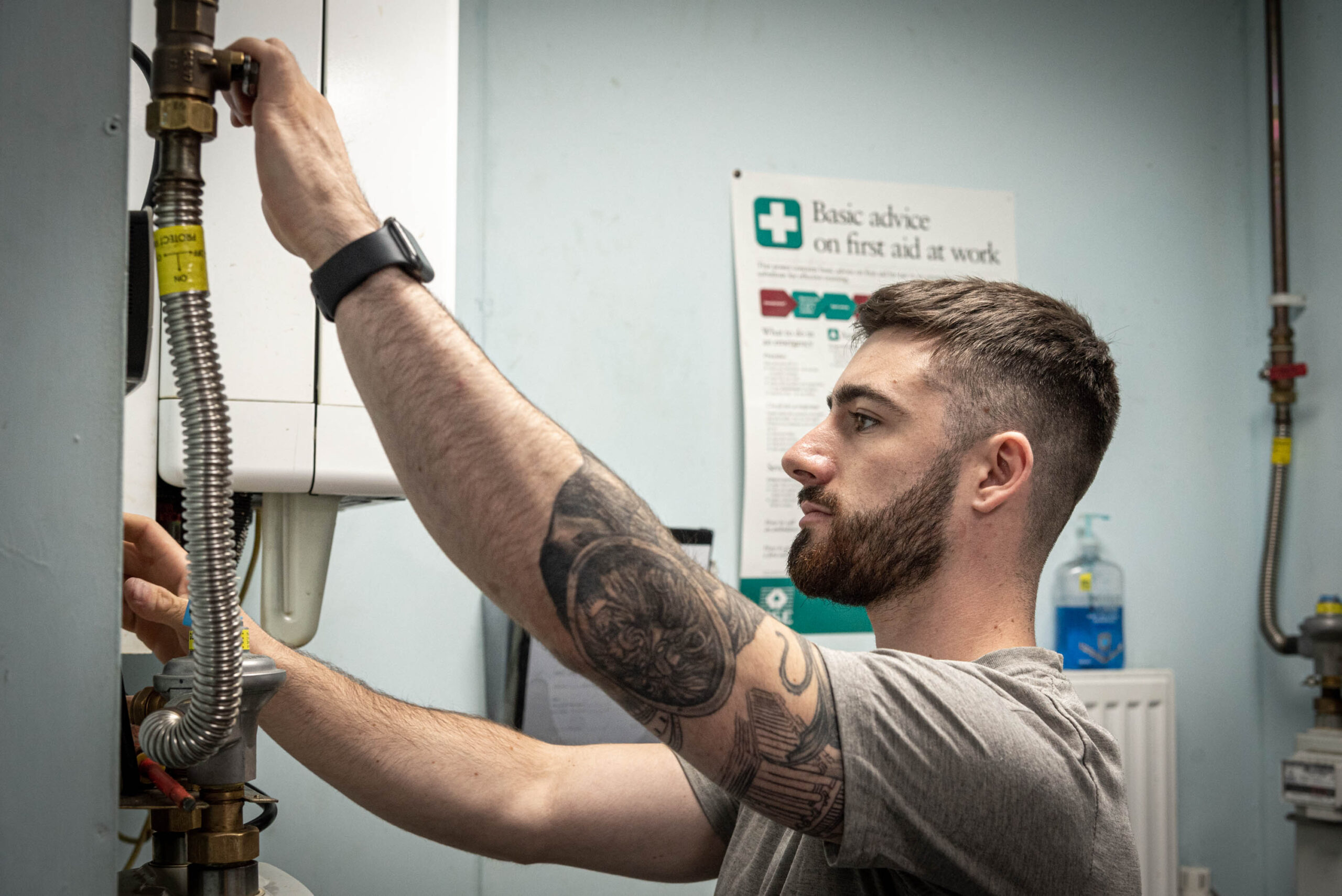 a gas student performing practical assignment