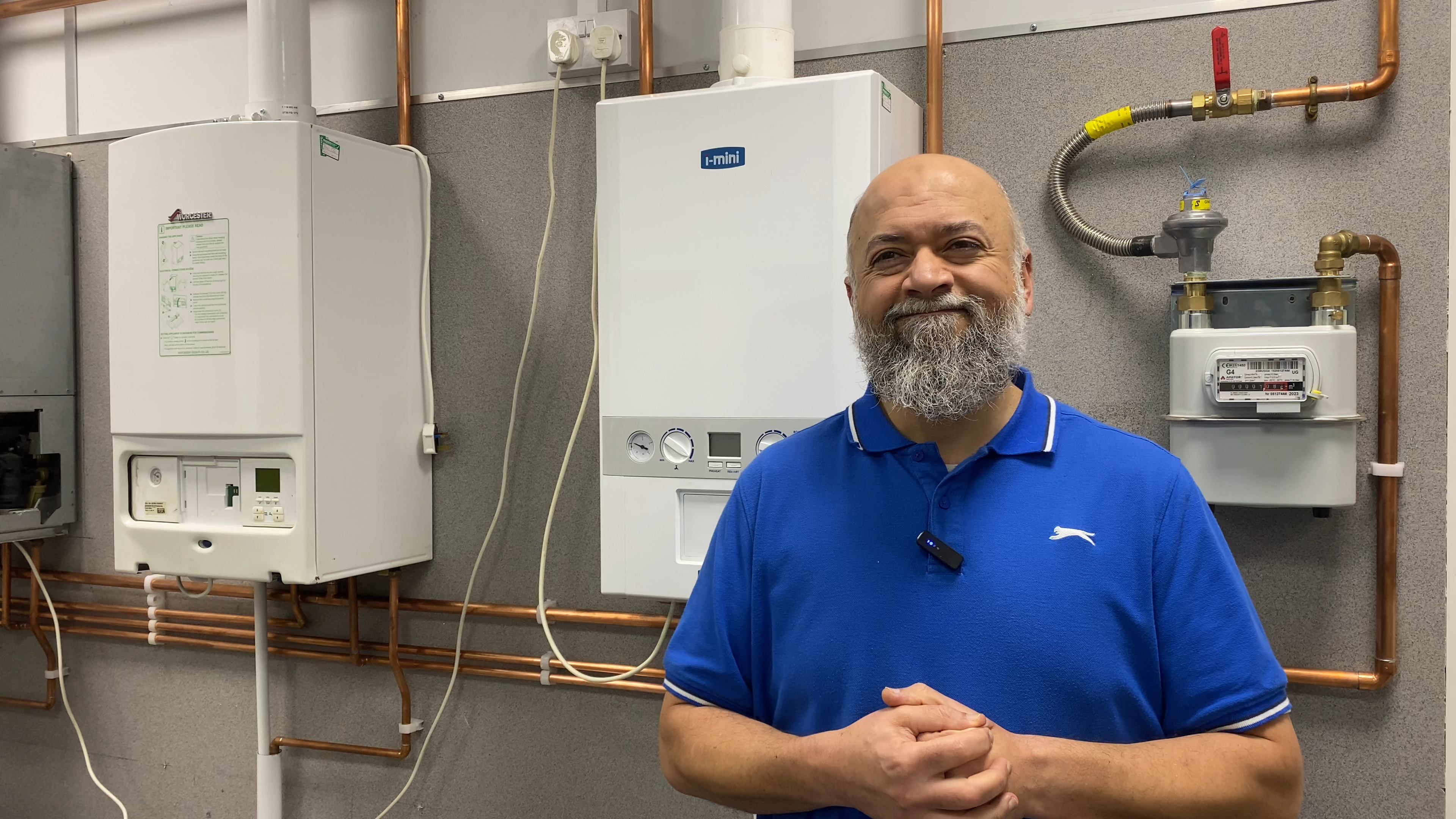 A photo of Imran Sheikh at Logic4training's Northolt centre after completing the Gas Managed Learning Programme (MLP) tell how his career change has improved his work/life balance.