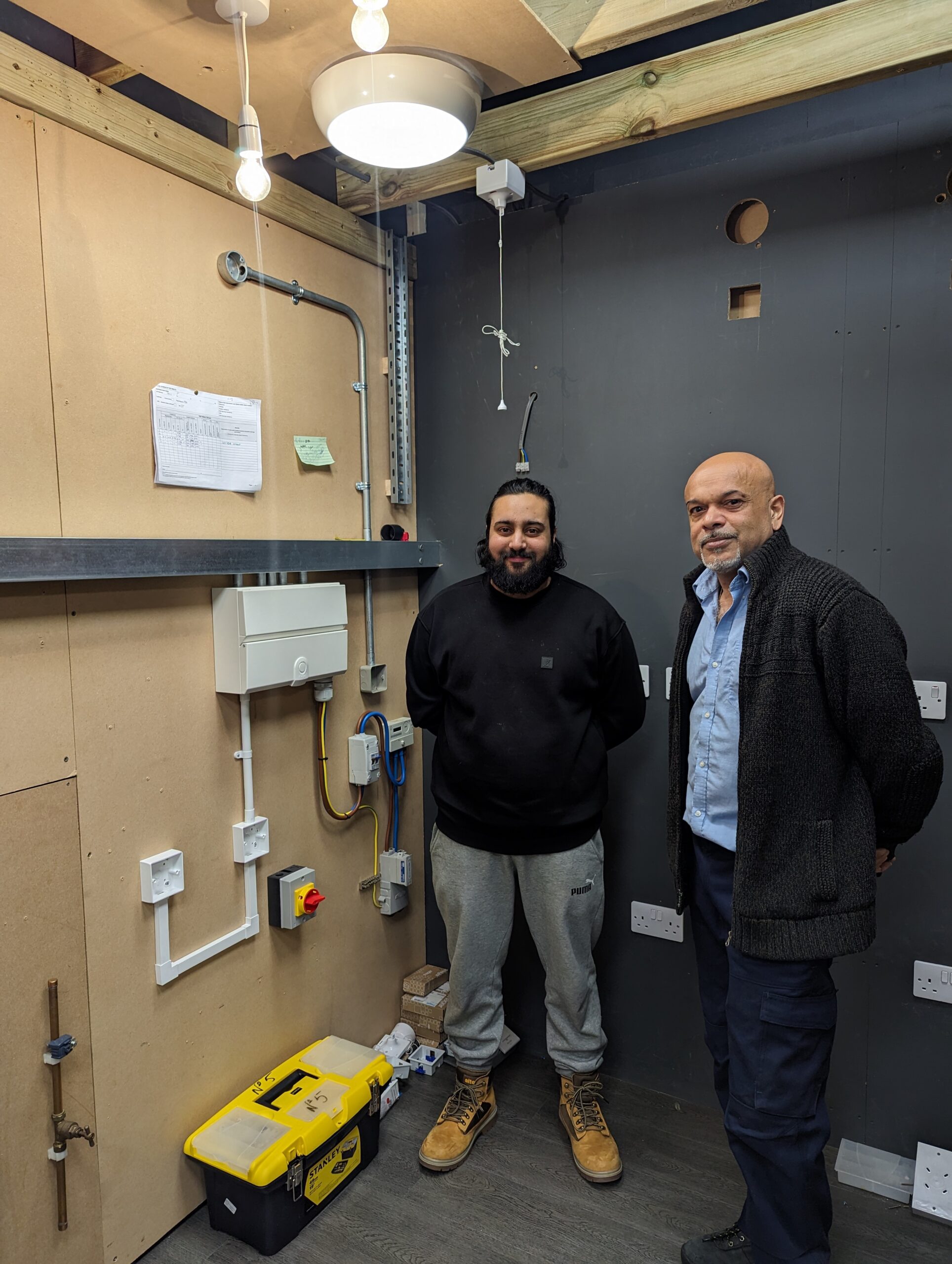 Syed with this electrical trainer on his was to becoming an electrical installer