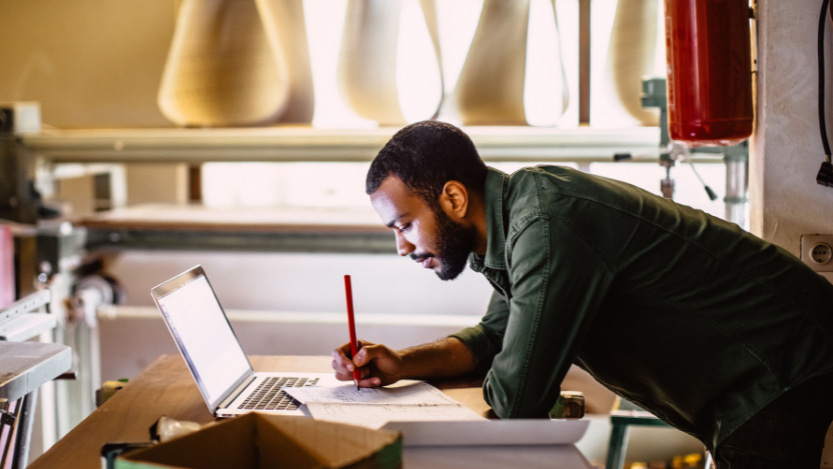Man working with a laptop