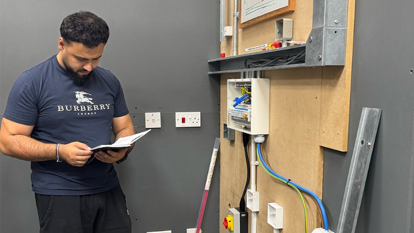 A Logic4training electrical student completing their electrical training