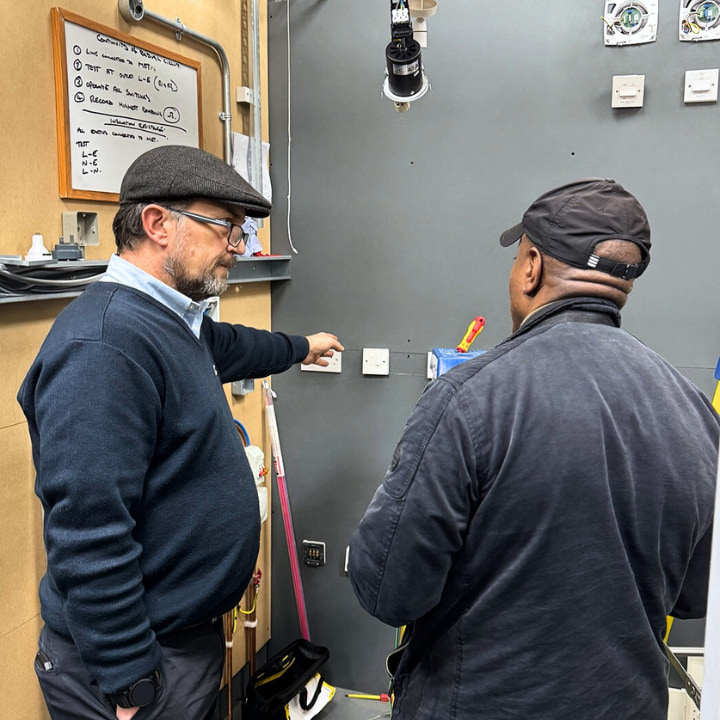 A Logic4training electrical trainer, training an electrical student from one of the UK's most respected companies