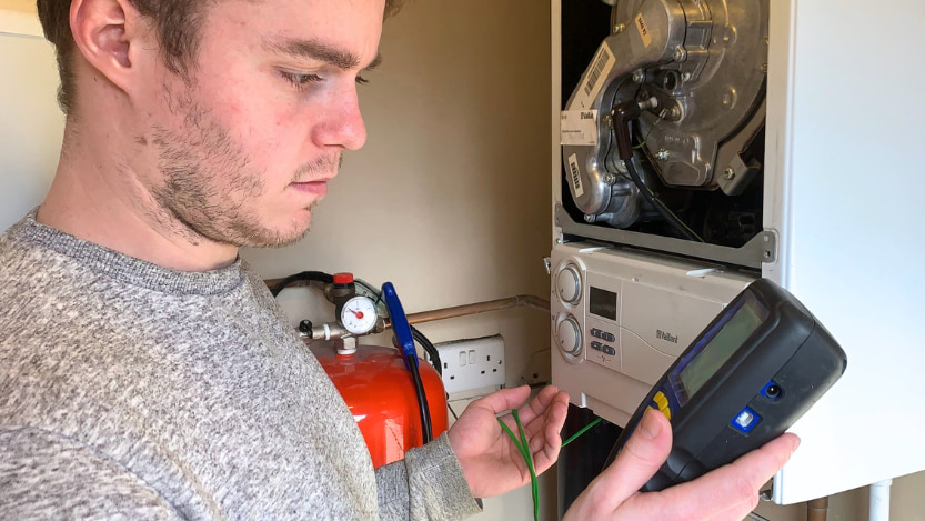 A Logic4training gas student carrying out work after becoming a qualified gas engineer