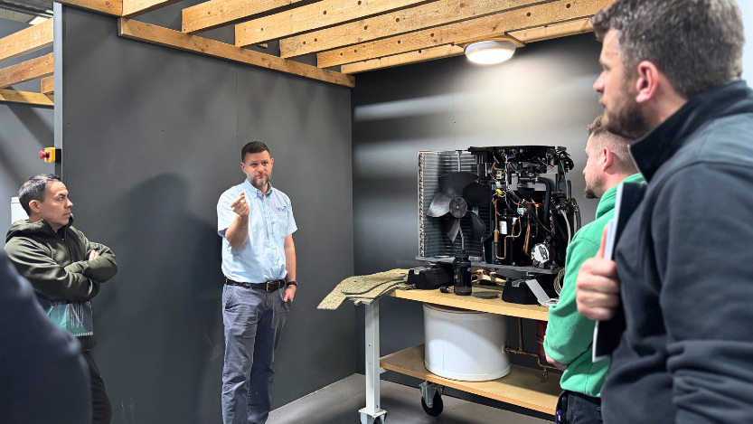 A Logic4training heat pump class where plumbers and gas engineers are upskilling into renewables by completing heat pump training