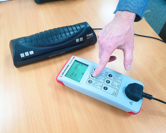 A Logic4training trainer showing of a PAT testing device