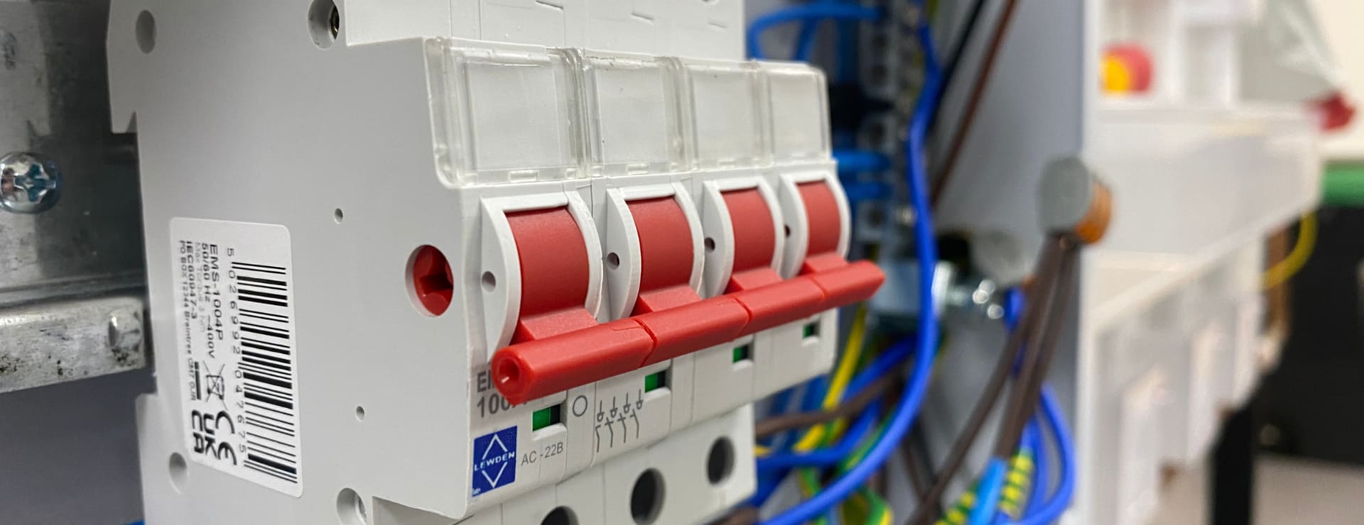 an electrical mains switch - a piece of equipment learnt about on a fast-track electrician courses
