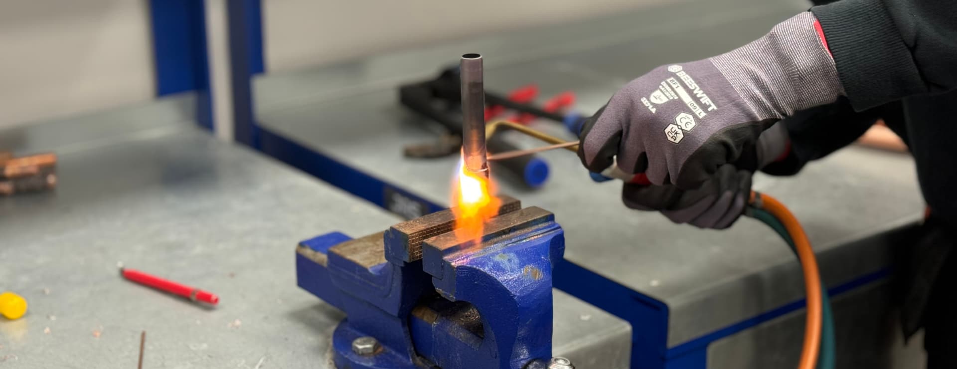 brazing pipe in an F-Gas training course