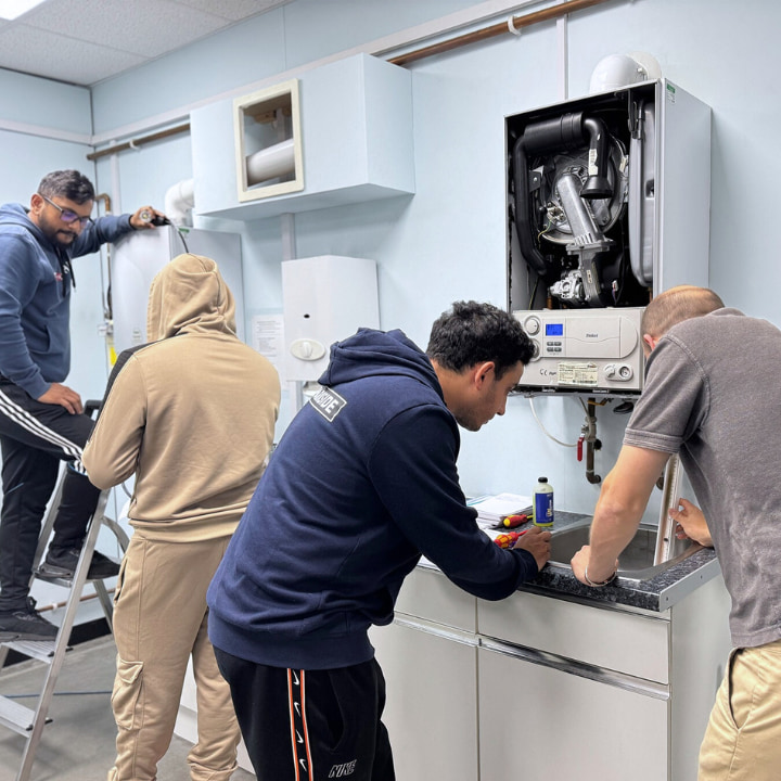 a group of gas students completing their training in-person