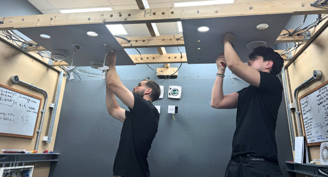 domestic electrical installers working to complete their training