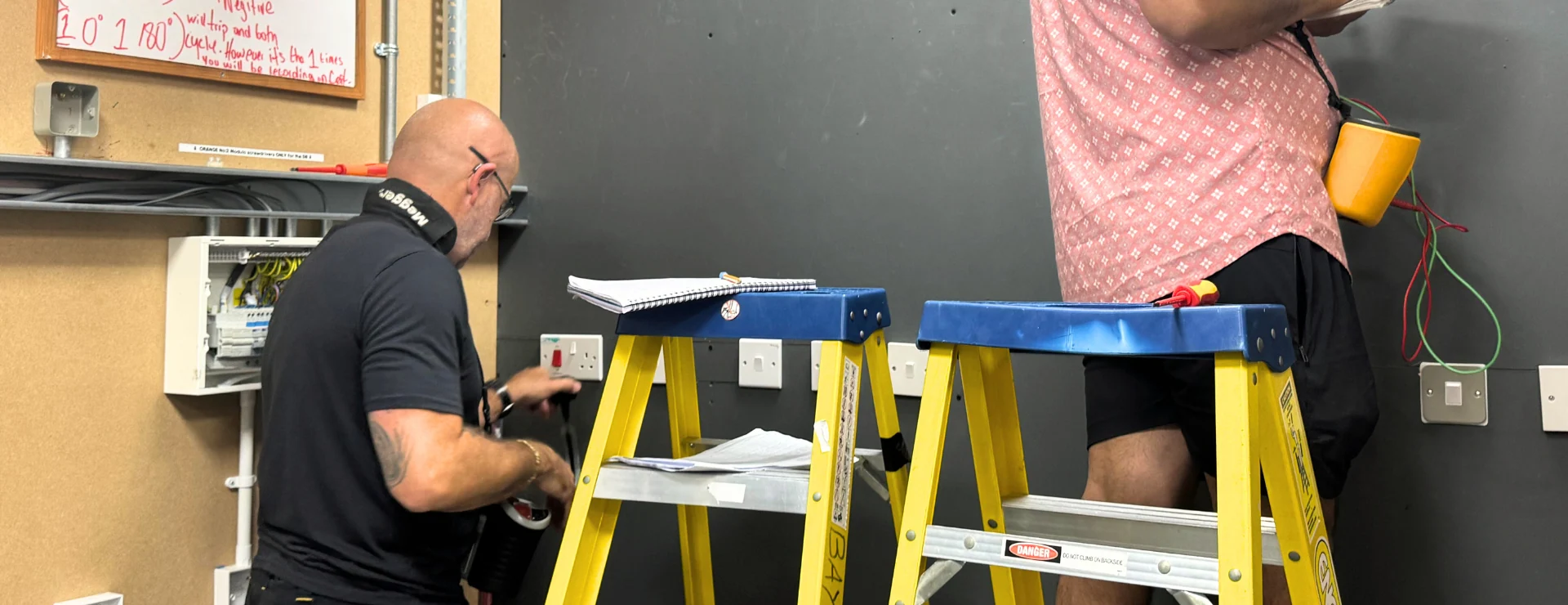 electrical students training to become domestic electrical installers