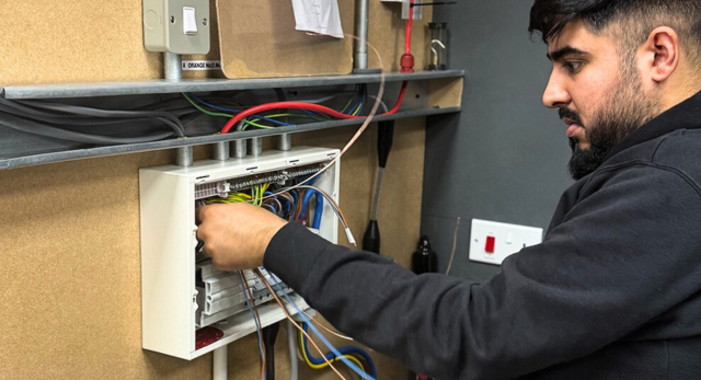 A Logic4training student electrical training to complete their AM2 assessment