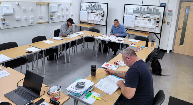 A Logic4training electrical class learning to complete their electrical qualifications