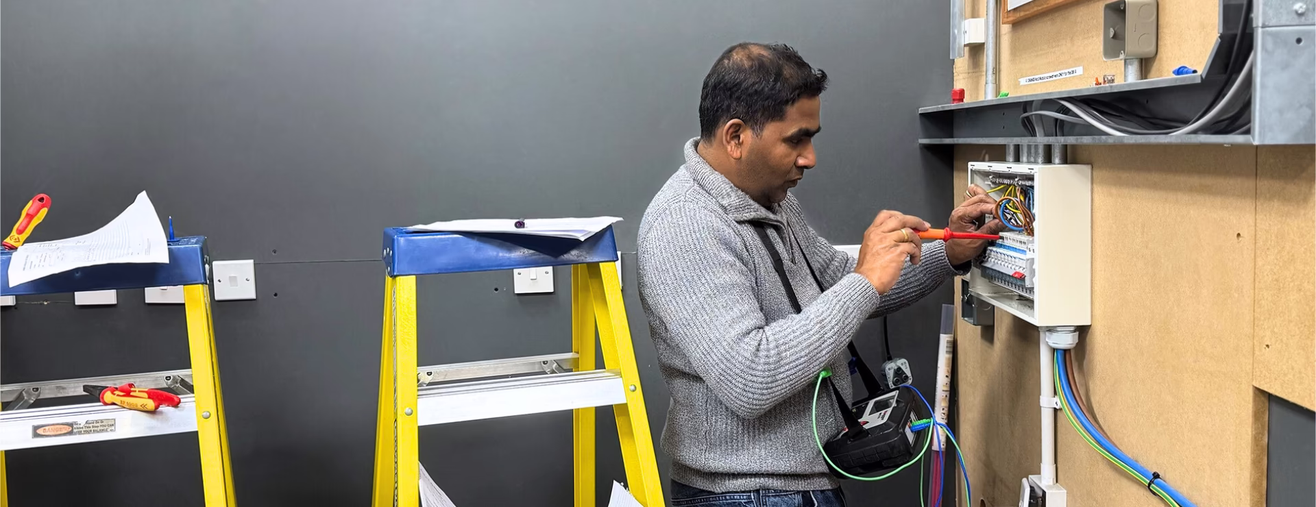 A Logic4training electrical student training to complete their electrical qualifications