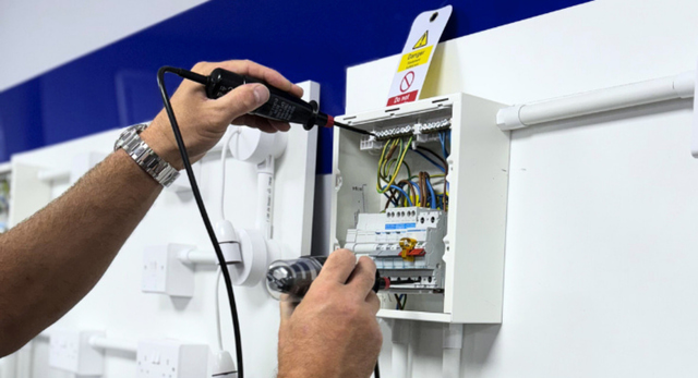 A Logic4training Level 3 electrical NVQ student carrying out work for their portfolio