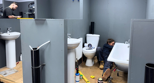 NVQ Level 2 Plumbing candidates completing their in-centre training at Logic4training