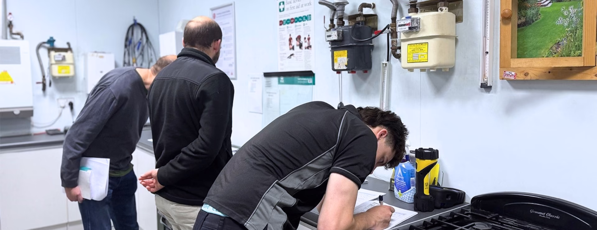 A group of people completing their gas training as part of their Gas MLP