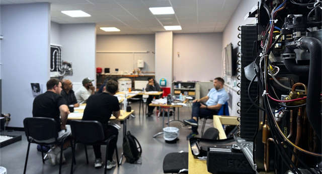 A heat pump class completing their training to add low carbon to their gas ticket